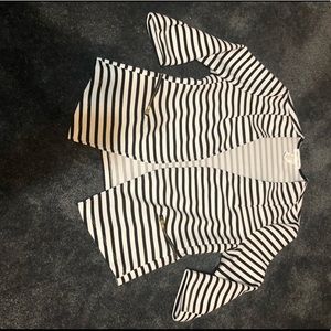 Black and white striped open jacket